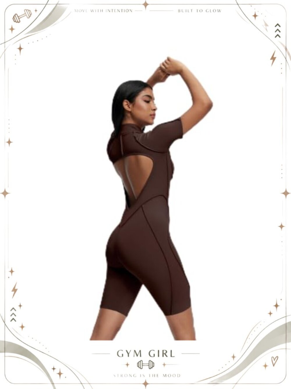BetterMe Zip-Front Shorts Catsuit One-Piece Workout Romper with Open-Back and